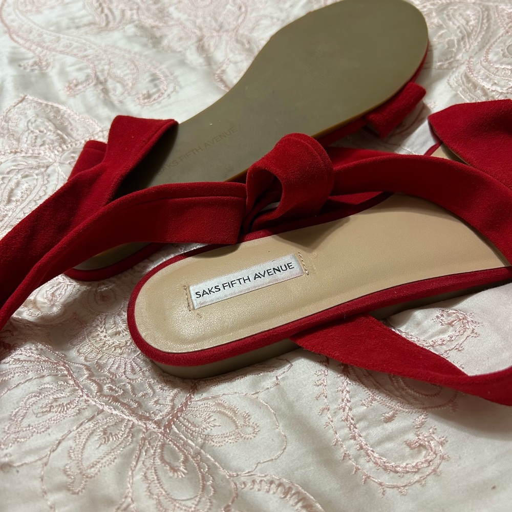 Saks Fifth Avenue Red Ribbon Sandals
